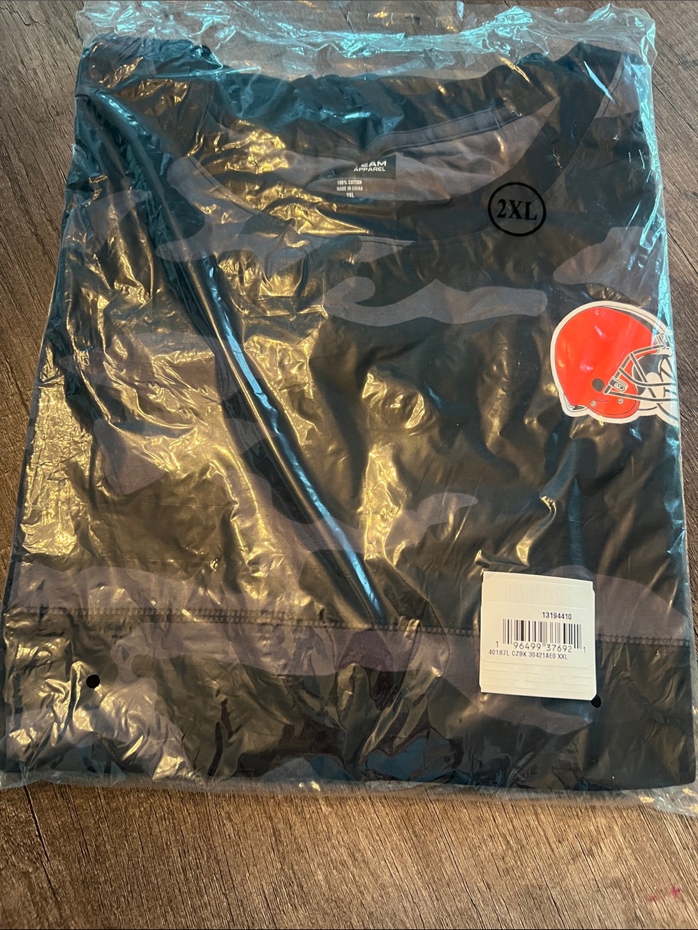 Black long sleeve cleveland browns Tee with Helmet Patch - 2XL